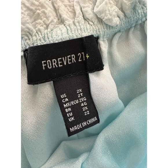 Forever 21 Womens Blue Dress 2x off shoulder‎ short sleeve mini polyester plus - Picture 7 of 8